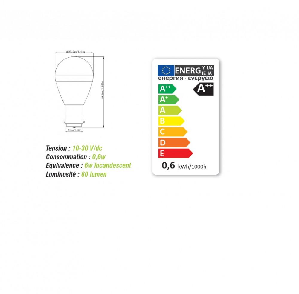 Vechline Lamp LED BA15D 0.6W/65Lumen/16Leds