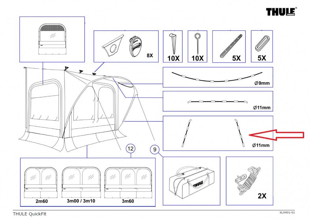 Thule Quickfit Tentstokken 183cm 11cm doorsnede