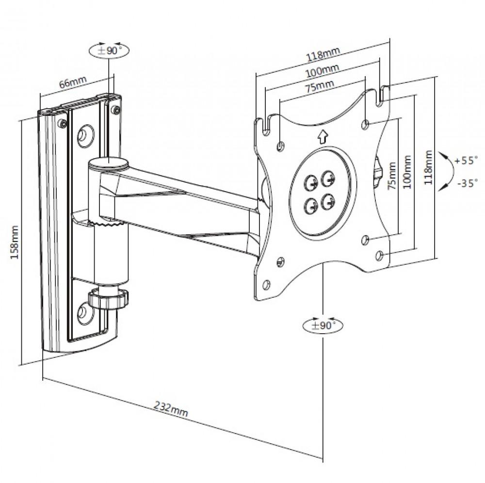 Vechline TV Steun Wandmontage 1-Arm