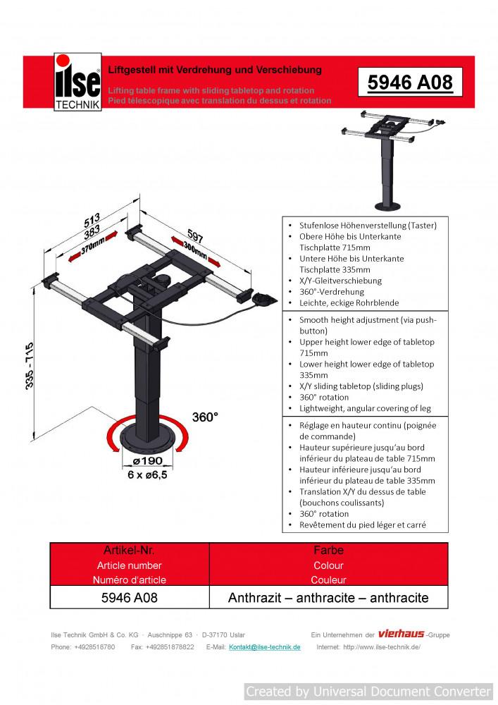 Ilse Lifttafelpoot Draai- & Schuifbaar 5946 A08