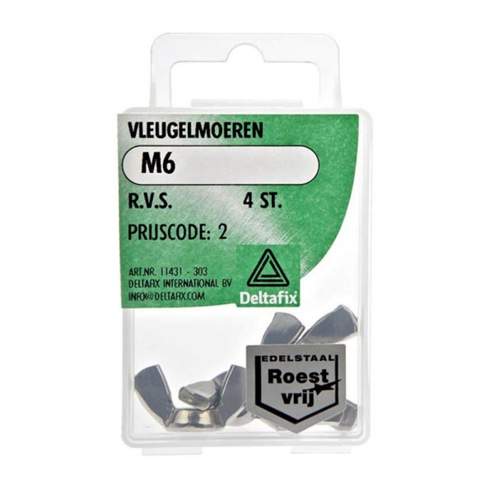 Deltafix Vleugelmoer RVS M6 Set 4st