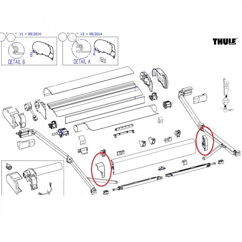 Thule Eindkap Lead Rail LH+RH 9200 Geanodiseerd